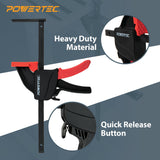 POWERTEC 2 PK Tracksaw Track Guide Rail Clamp, 8-3/4 Inch Quick Release Clamps for Circular Saw Guide Rail System, Woodworking, 71423V POWERTEC