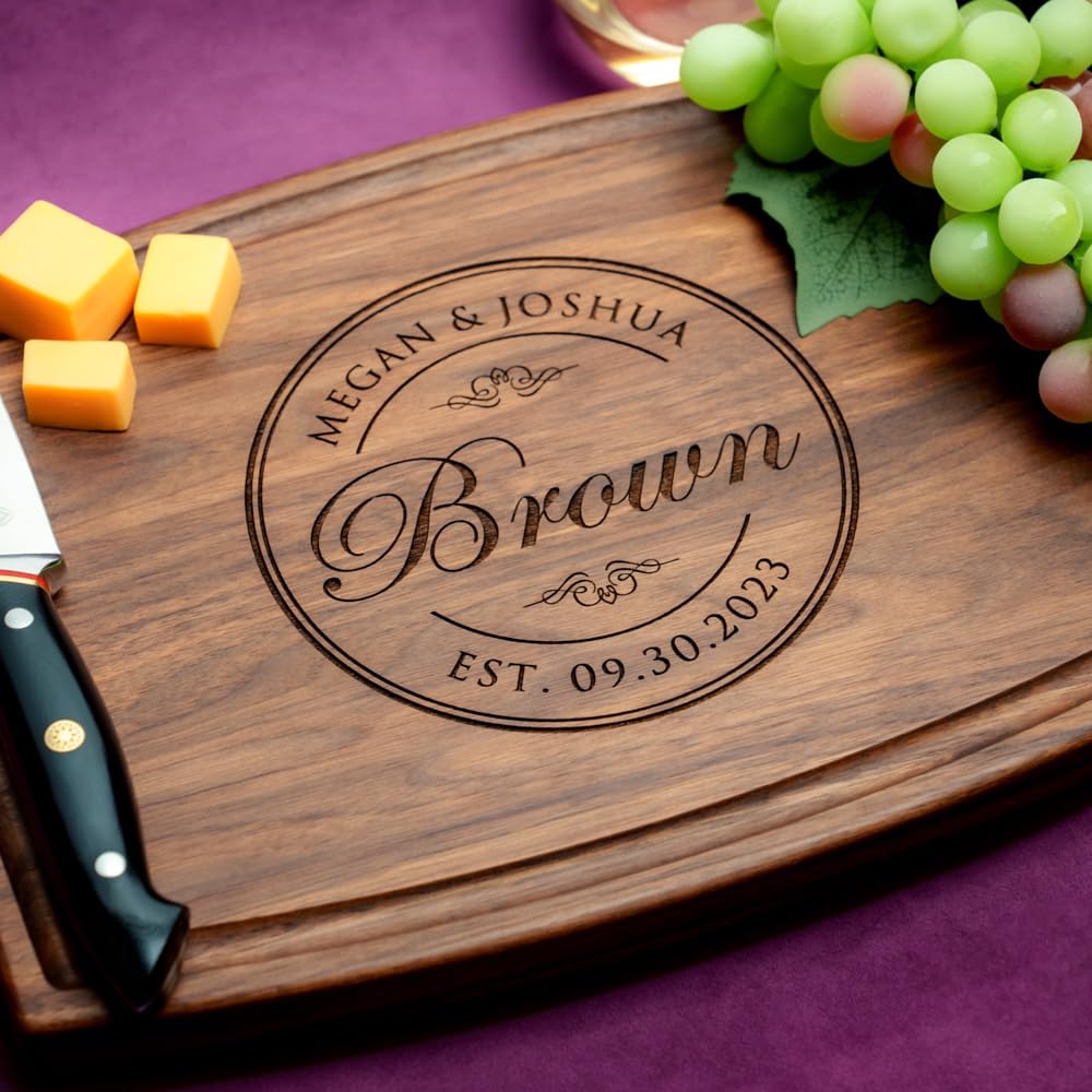 Straga Personalized Cutting Boards | Handmade Wood Engraved Charcuterie | Custom Wedding, Anniversary, Housewarming Gift for Couples Straga