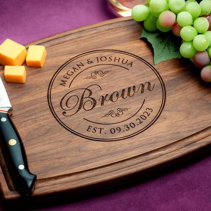 Straga Personalized Cutting Boards | Handmade Wood Engraved Charcuterie | Custom Wedding, Anniversary, Housewarming Gift for Couples - WoodArtSupply