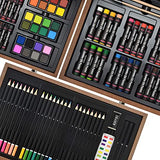 Sunnyglade 145 Piece Deluxe Art Set, Wooden Art Box & Drawing Kit with Crayons, Oil Pastels, Colored Pencils, Watercolor Cakes, Sketch Pencils, Paint Sunnyglade