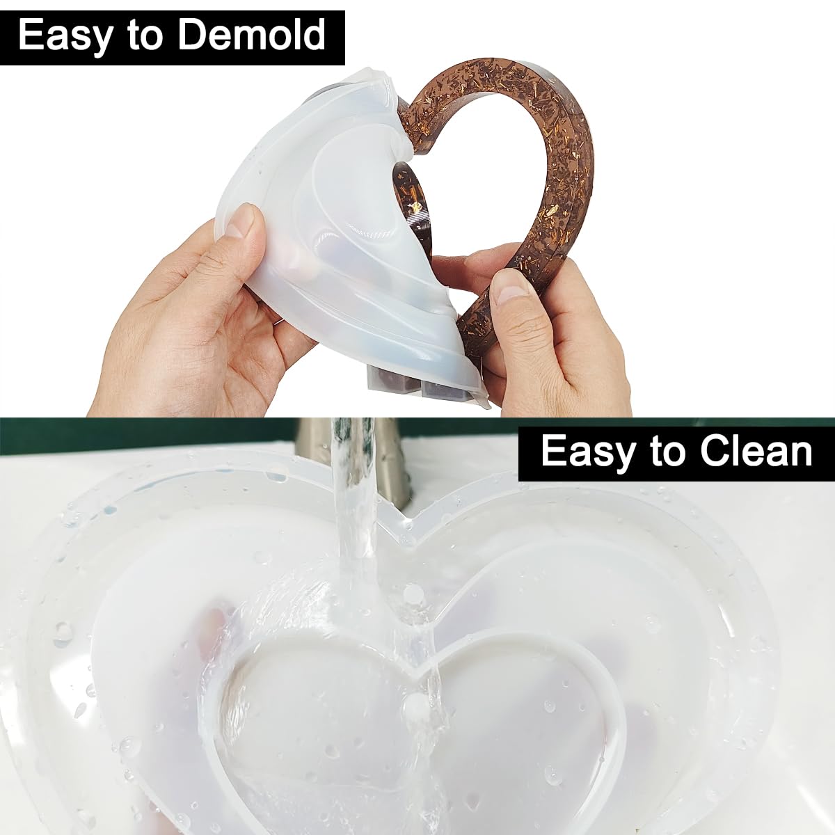 2 Set 3D Photo Frame Resin Molds, FineGood Heart Shape Silicone Molds for Resin, DIY Personalised Picture Frame Epoxy Resin Moulds Art Craft for FineGood