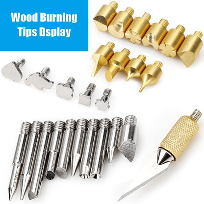 Wood Burning Tips Set, 28pcs Wood Burning Tool Kit Carving Tips for Wood Pyrography Embossing Soldering DIY Crafts - WoodArtSupply