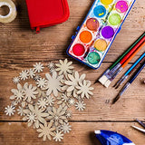 250Pcs Flower Shape Unfinished Wooden Flower Slices Wooden Flowers Wood Cutout with Mixed Sizes for Christmas Wedding Party DIY Crafts Decor Pssopp