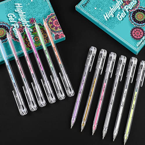 Dyvicl Highlight Color Pens, 0.8 mm Fine Point Pens Gel Ink Pens for Black Paper Drawing, Sketching, Illustration, Adult Coloring, Journaling, Set of
