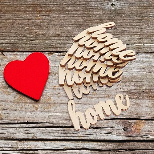 Amosfun 15pcs Unfinished Wooden Letters Sign Home Wood Cutout Sign Tabletop Decor Sign for Painting DIY Crafts Decorations Amosfun