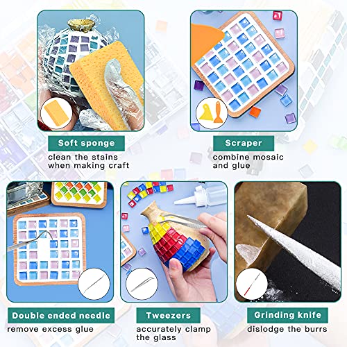 Worldity 19Pcs Mosaic Tools Kit, Heavy Duty Glass Mosaic Cut Nippers and Tile Nippers, Professional Mosaic Cutter Tool for Cutting Glass Mosaic, Worldity