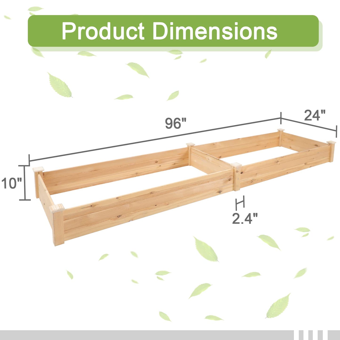 Crownland Outdoor Gardens 8 ft Raised Garden Bed Wooden Patio Raised Beds Backyard Elevated Planter Box Grow Vegetables Fruits Herb Yard Fast Easy