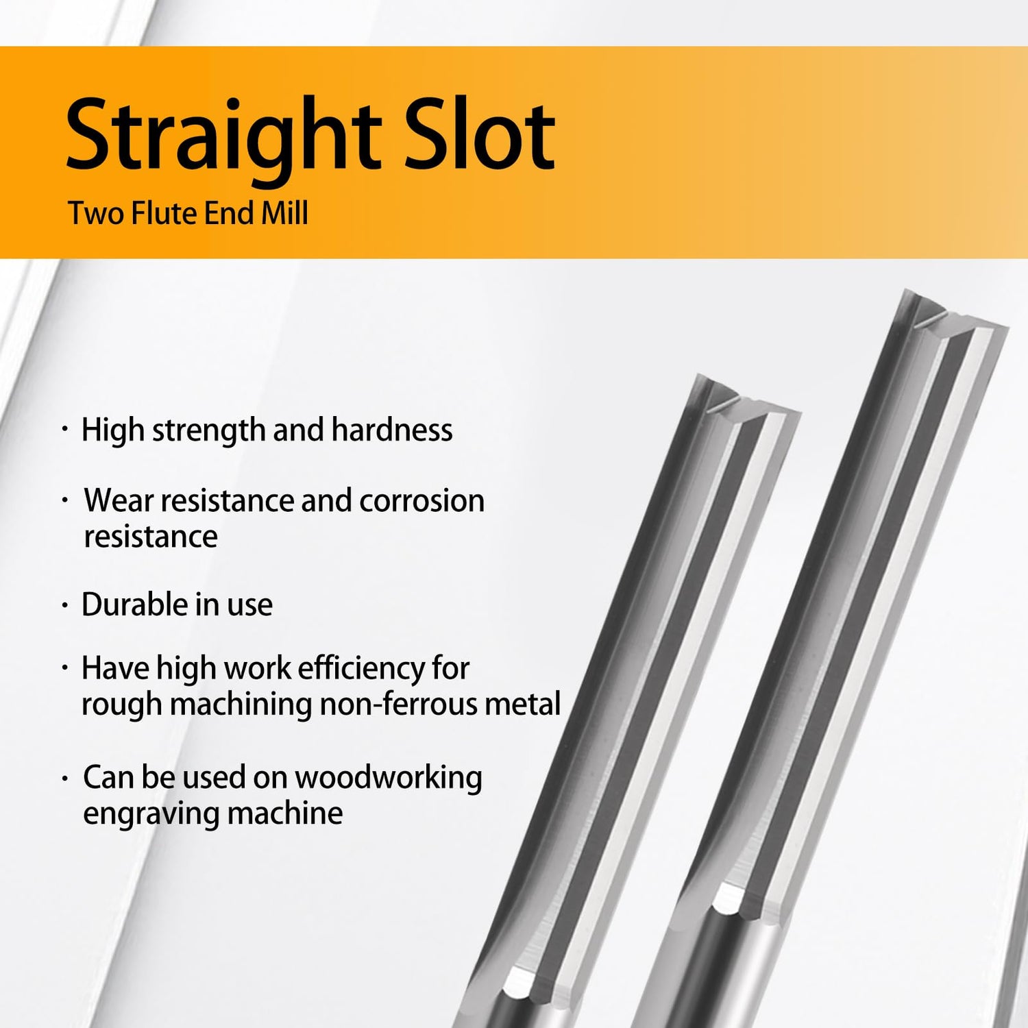 HOZLY CNC Router Bits 1/8 Straight Router Bit 1/8 Shank Straight Flute Carbide End Mill Cutter 2-Flute Milling Tungsten Steel 22mm CEL/45mm OAL for HOZLY