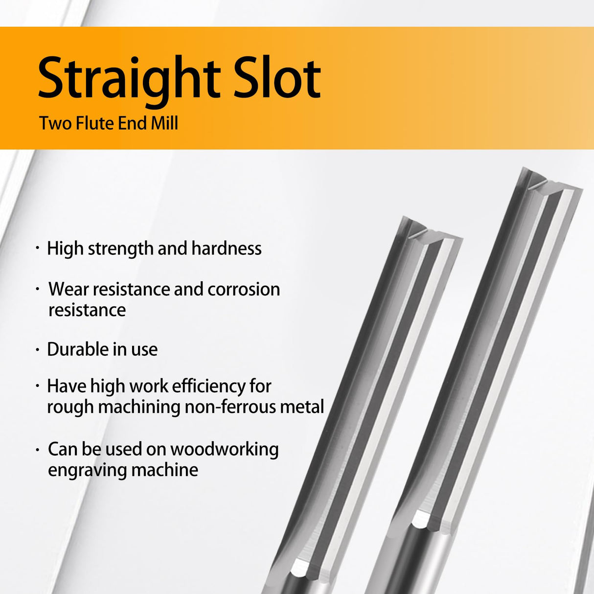 HOZLY CNC Router Bits 1/8 Straight Router Bit 1/8 Shank Straight Flute Carbide End Mill Cutter 2-Flute Milling Tungsten Steel 22mm CEL/45mm OAL for HOZLY