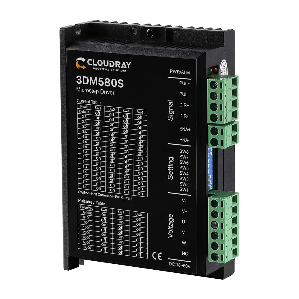 Cloudray 3-Phase Stepper Motor Driver 3DM580S 1.0-8.0A 18-50VDC for CNC Nema 17, 23, 24 and 34 Stepper Motor Cloudray