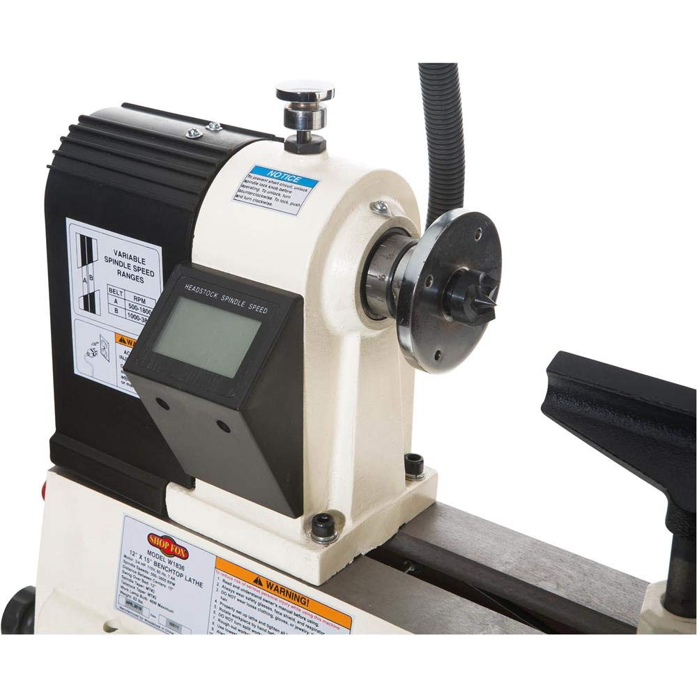 Shop Fox W1836 Bench Top Wood Lathe, 12" x 15" - WoodArtSupply