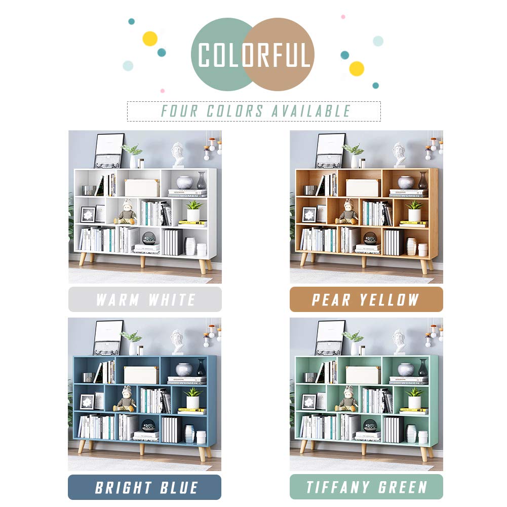 IOTXY Nordic Minimalist 3-Tier Wooden Open Shelf Bookcase in Warm White IOTXY