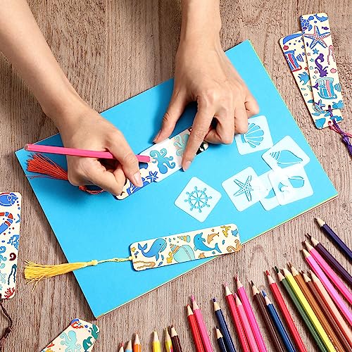 92 Pieces Unfinished Wood Bookmark with Colorful Tassels DIY Templates Blank Bookmarks Ornament Wooden Bookmarks DIY Bookmarks for Kids DIY Crafts TaoBary