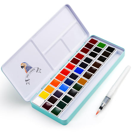 MeiLiang Watercolor Paint Set, 36 Vivid Colors in Pocket Box with Metal Ring and Watercolor Brush, Perfect for Students, Beginners and More LIGHTWISH