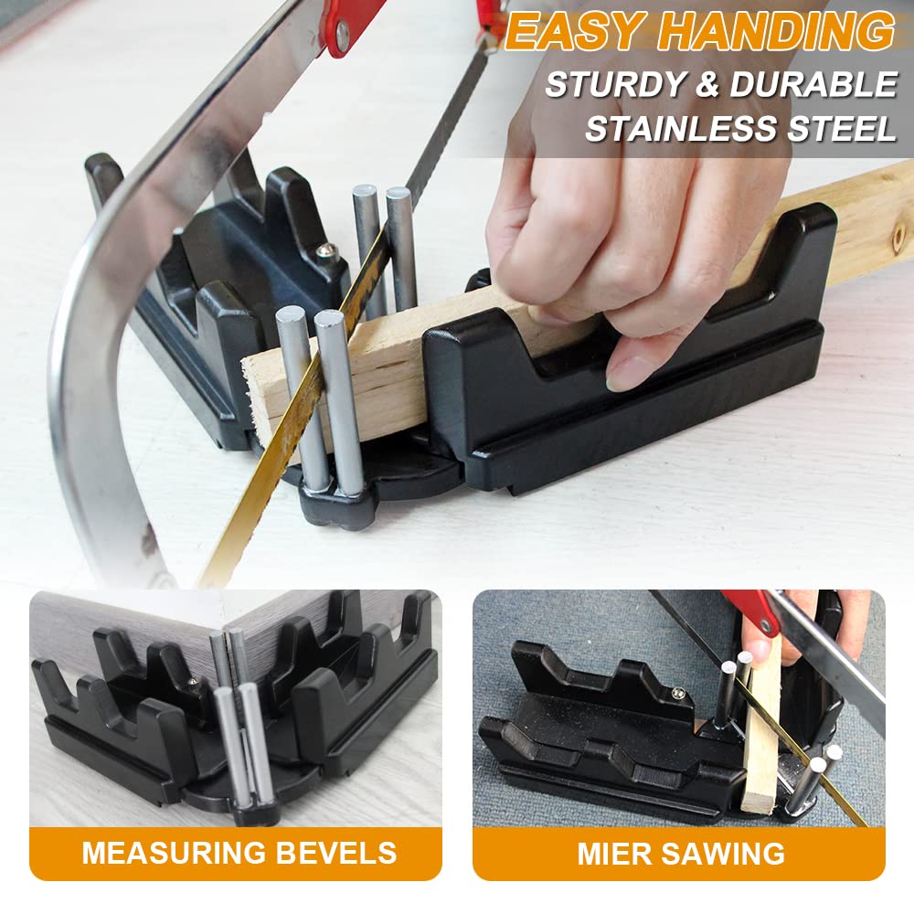 2-in-1 Mitre Measuring Cutting Tool, Measuring and Sawing Mitre Angles Cutting Tool for Home Improvement, Carpentry Work, Miter Saw Protractor Tool - WoodArtSupply