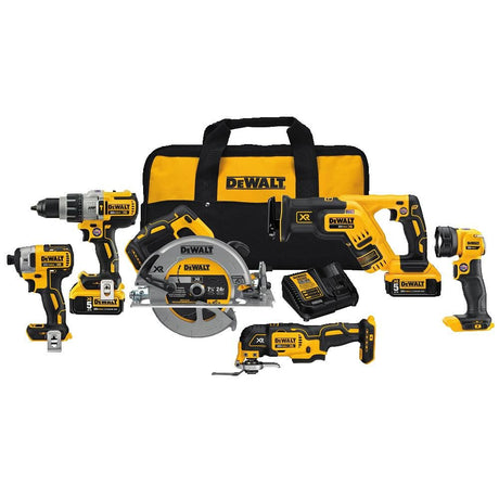 DEWALT 20V MAX Power Tool Combo Kit, 6-Tool Cordless Power Tool Set with 2 Batteries and Charger (DCK694P2), Yellow DEWALT