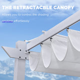 PURPLE LEAF 10' x 13' Outdoor Retractable Pergola White Heavy-Duty Aluminum Pergola Patio Modern Pergola with Double Sun Shade Canopy for Gardens PURPLE LEAF