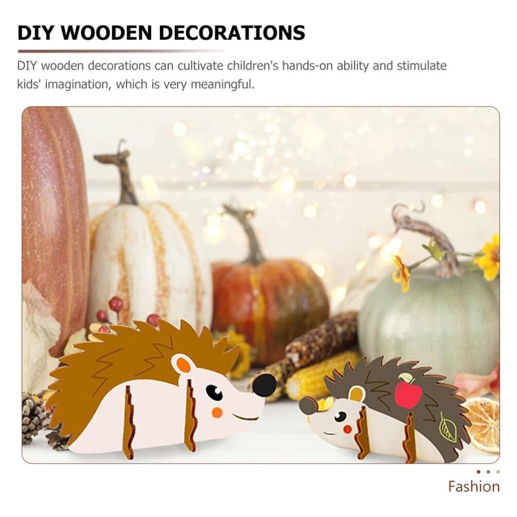 Abaodam Unfinished Wood Hedgehog Cutouts DIY Blank Woodland Forest Animal Wood Slices for Christmas Party Favor Supplies Gifts