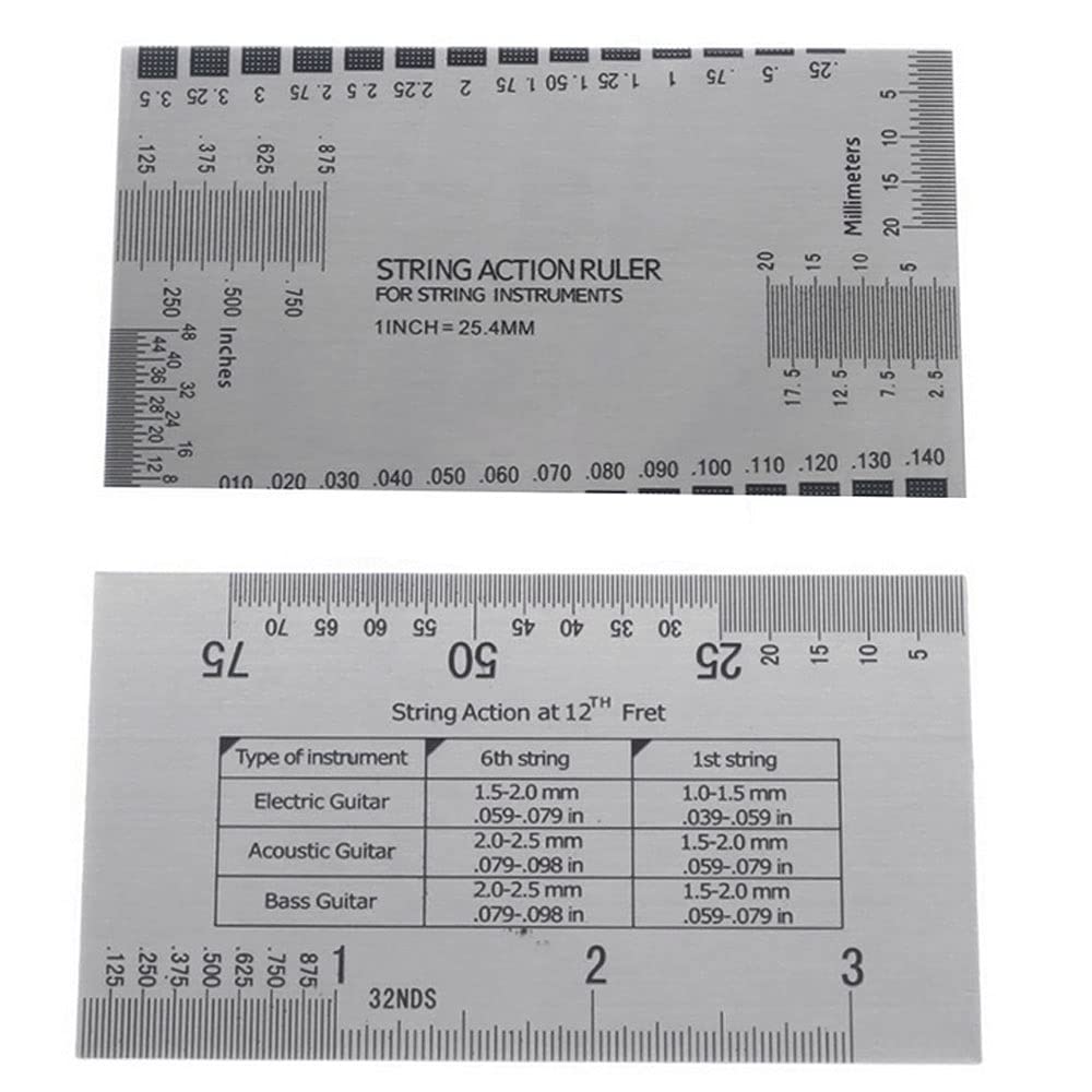 Jiayouy 11 Pieces Guitar Luthier Tool Kit Including 9pcs Understring Radius Gauge String Action Gauge Ruler 32 Blades Feeler Gauge for Guitar and Jiayouy