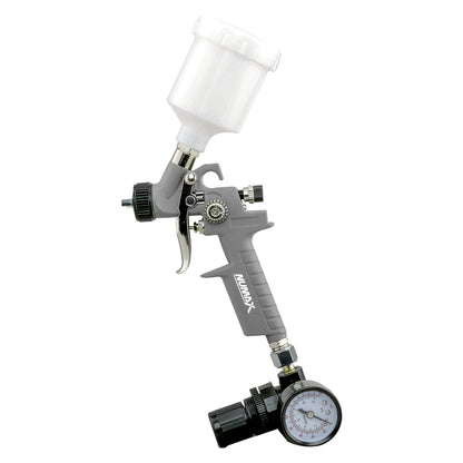 NuMax SPS08 Pneumatic 0.8mm Tip Mini HVLP Gravity Feed Spray Gun with 125cc Plastic Cup - WoodArtSupply