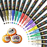 Acrylic Paint Pens Paint Markers Set of 18: Fine Point for Rock Painting Glass Wood Ceramic Fabric Metal Canvas Easter Eggs Pumpkin Kit, Drawing Art JR.WHITE