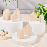 OLYCRAFT 12Pcs 4Sizes Unfinished Wooden House Shaped Blocks & 3Pcs 7x6 Inch Unfinished Wooden Triangle Shaped Blocks Wooden Tray Plates Blank Wooden OLYCRAFT