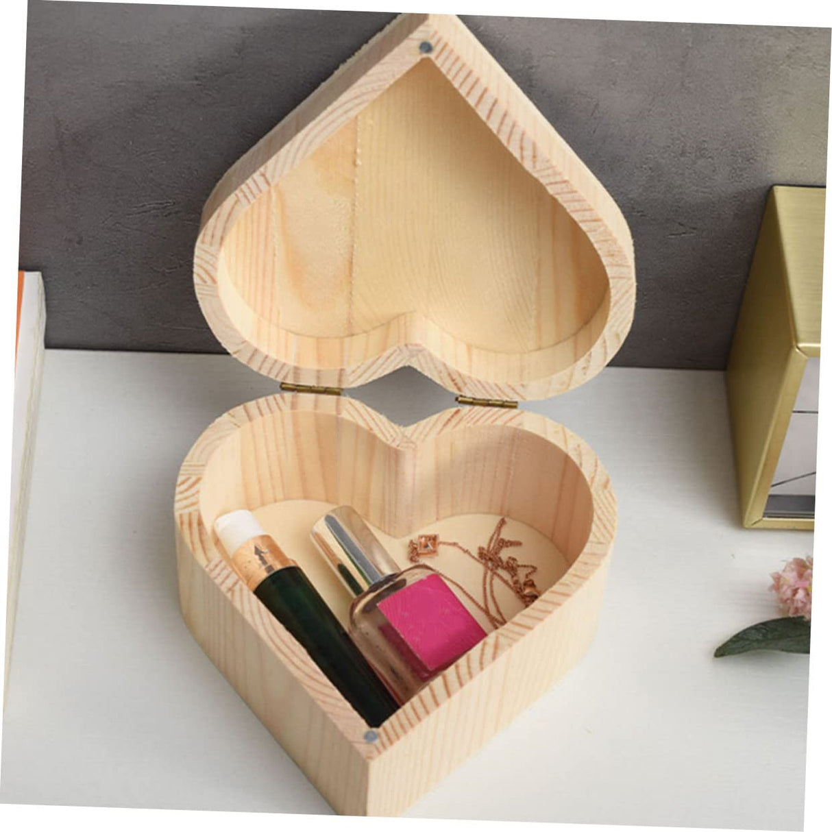 ABOOFAN Box Engagement Ring Wooden Jewelry Holder Case Small Organizer Wooden Holder Ring Chest Organizer Heart Mini Storage Toy Container Jewelry ABOOFAN