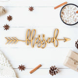 Blessed Arrow Wood Sign Blessed Decor Wall Art Unfinished 18" x 5.5" Woodums
