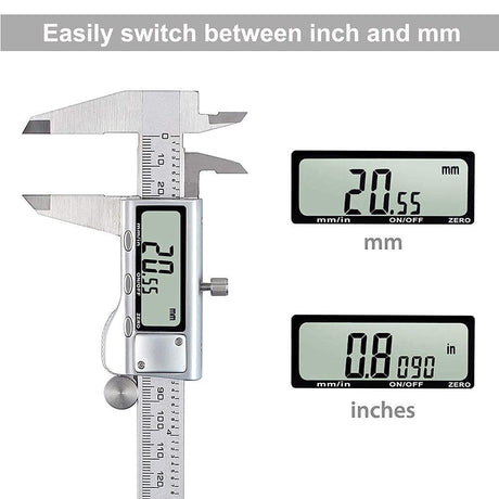 Digital Caliper, Caliper Measuring Tool with Stainless Steel, Electronic Micrometer Caliper with Large LCD Screen, Auto-Off Feature, Inch and LOUISWARE