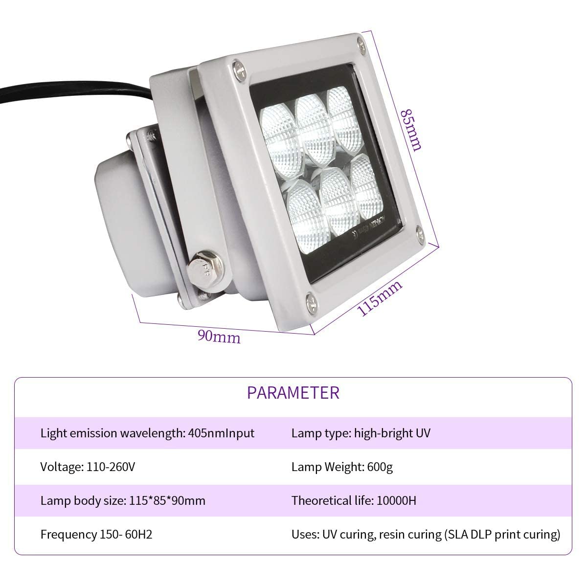 3D Printer UV Resin Curing Light for SLA/DLP/LCD 3D Printing, Solidify Photosensitive Resin, 405nm UV LED Lights with 60w Output Affect - WoodArtSupply