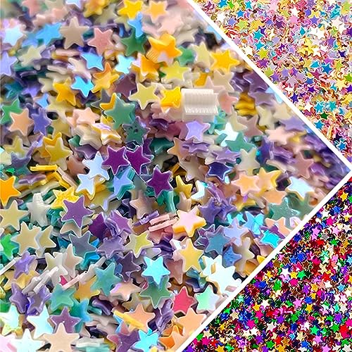 Chunky Glitter for Resins Crafts,3mm Red Stars Shapes Holographic Flakes  Sequins for Slime, Nail Art,Tumblers, Resin Craft, Festival Party - 0.35oz