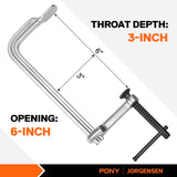 Jorgensen Bar Clamps, 6-Inch Light-duty Drop Forged Steel Bar Clamps for Woodworking and Welding, 2 Pack Jorgensen