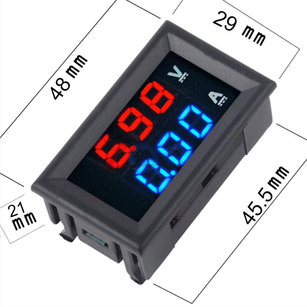 Eiechip LED Digital Voltmeter Ammeter, Mini DC Digital Multimeter 100V 10A, Blue Red LED Amp Dual Digital Display Volt Meter Gauge, Car Current WOWOONE