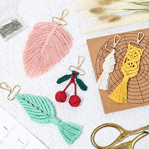 AceList DIY Macrame Kits for Adults Beginners, 5 Pcs Macrame Keychain Kit with Macrame Board and Pins, Cotton Macrame Cord Macrame Supplies, DIY AceList
