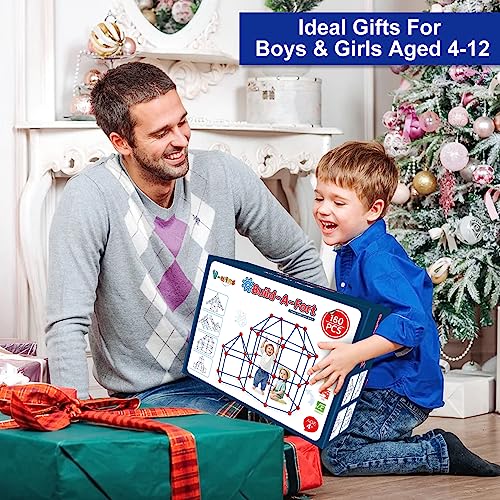 V-Opitos 180 Pack Fort Building Kits for Kids Age 4, 5, 6, 7, 8+ Years Old, Creative STEM Building Toys for DIY Castles, Tunnels, Play Tent, Ideal V-Opitos