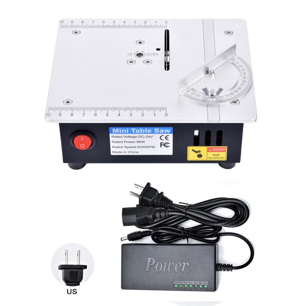 Mini Table Saw for Crafts S3 Portable Precision Table Saw,96W mini Desktop Electric Saw 7 Speed Adjustable,DIY Model Crafts Cutting Tool with 4 Jargrovs