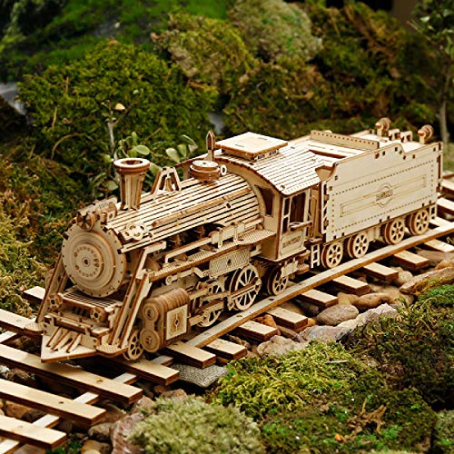 Locomotive Prime Steam Express Wooden 3D Puzzle - Model Building Kit for Adult Hobby and STEM Project for Teenagers at Home ROKR