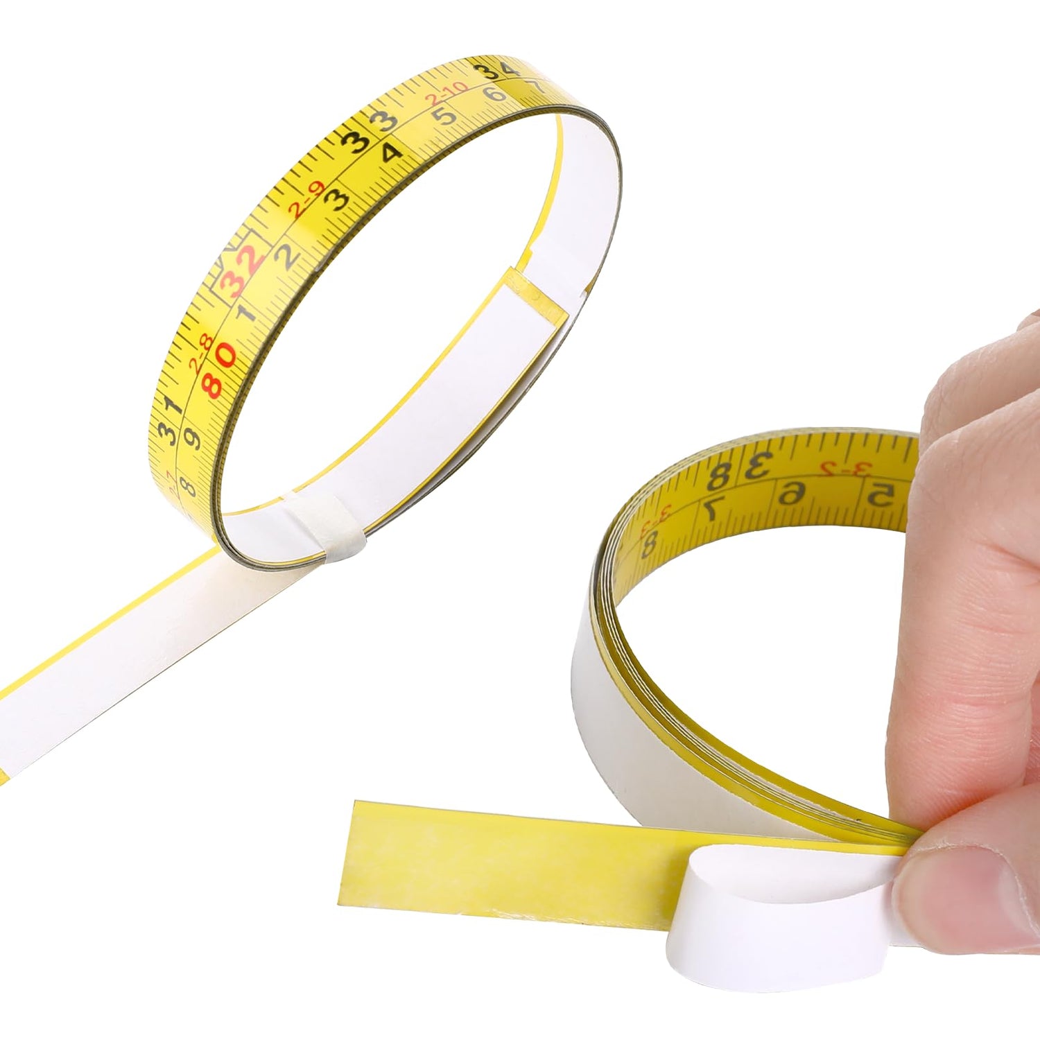 39 Inch Measure Tape with Adhesive Backing, 2 Pack Left to Right Metal Measuring Tape Sticky Measure Tape Double Scale Sticky Tape Measure Workbench Mozeat Lens