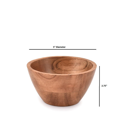EDHAS Handmade Acacia Wood Bowl Set of 3 For Nuts, Candy, Appetizer, Snacks, Olive and Salsa Ideal for Dinner Parties & Family Gatherings (5" x 5" X