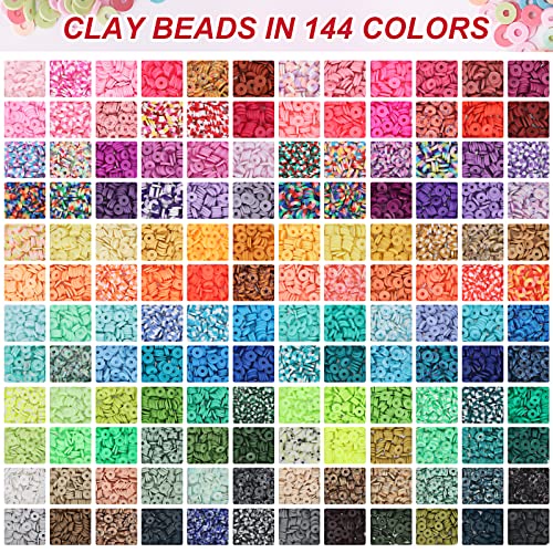 Quefe QUEFE 10160pcs, 120 Colors Clay Beads for Bracelet Making