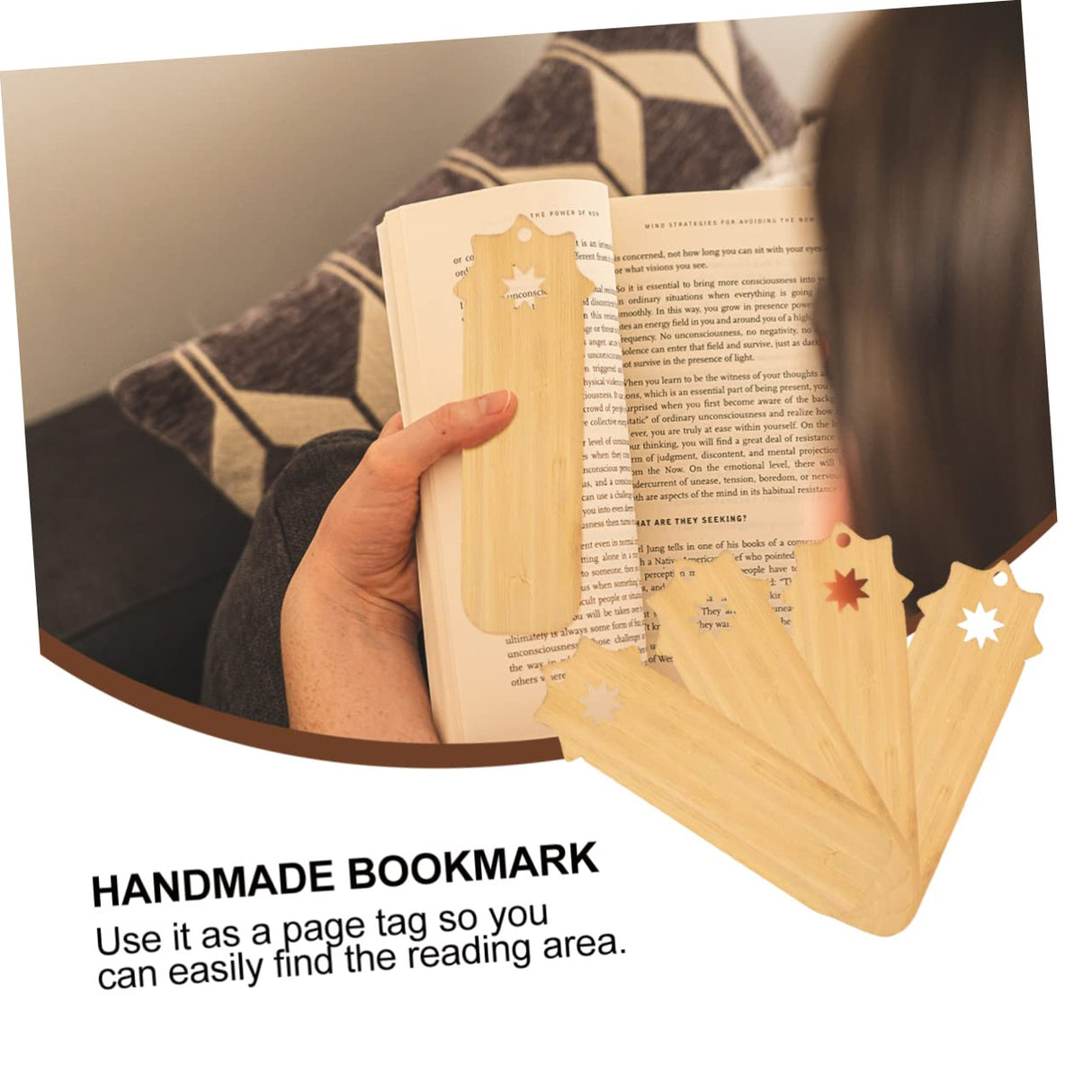 FUNOMOCYA 4pcs Bamboo Bookmark Wooden Bookmark Student Unfinished Wood Bookmarks Fruitmark Acrylic Bookmark Blanks Bag Hanging Pendant Crafts for FUNOMOCYA