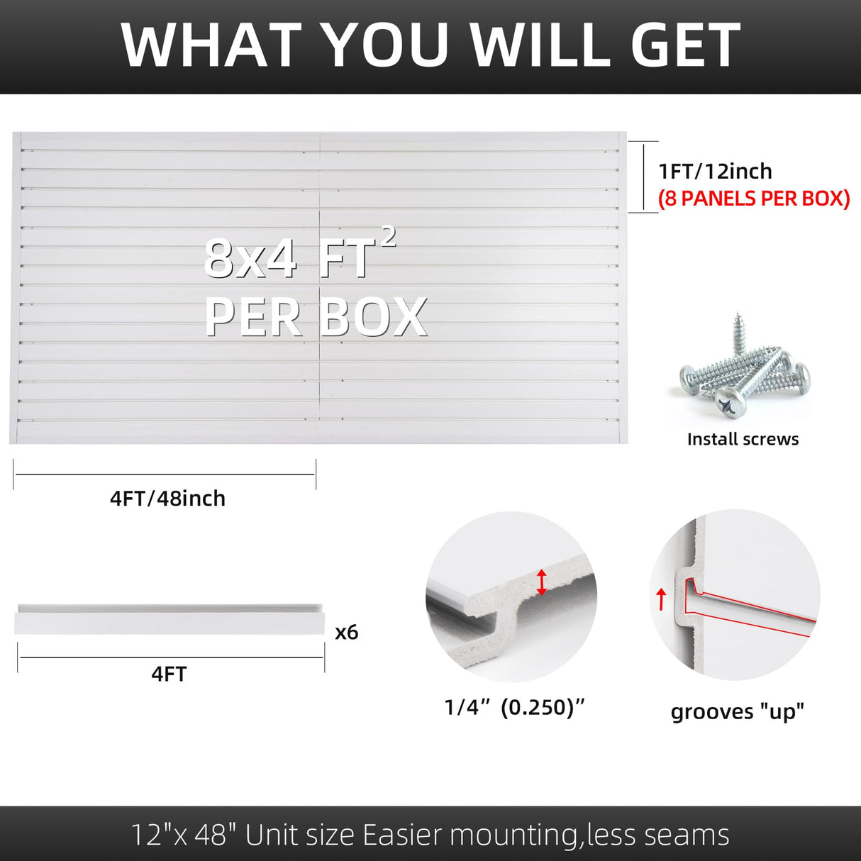 Slatwall Panels 4x8 ft Garage Wall Storage System, PVC Slat Wall Paneling Garage Organizers and Storage Utility Rack Heavy Duty, Garage Slatwall for FRAYSCENT