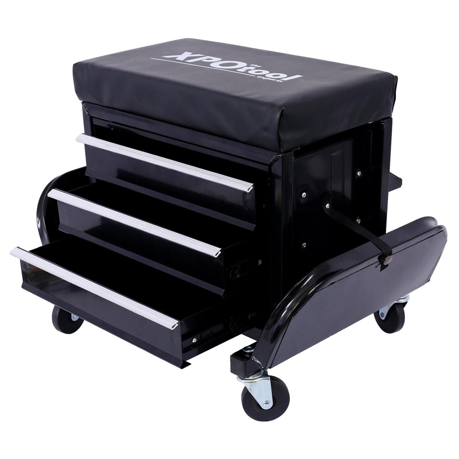 Campfun Rolling Creeper Seat, 350-Pound Capacity Garage Glider Rolling Tool Chest Seat, Mechanics Roller Seat with 3 Drawers, Rolling Tool Chest Campfun