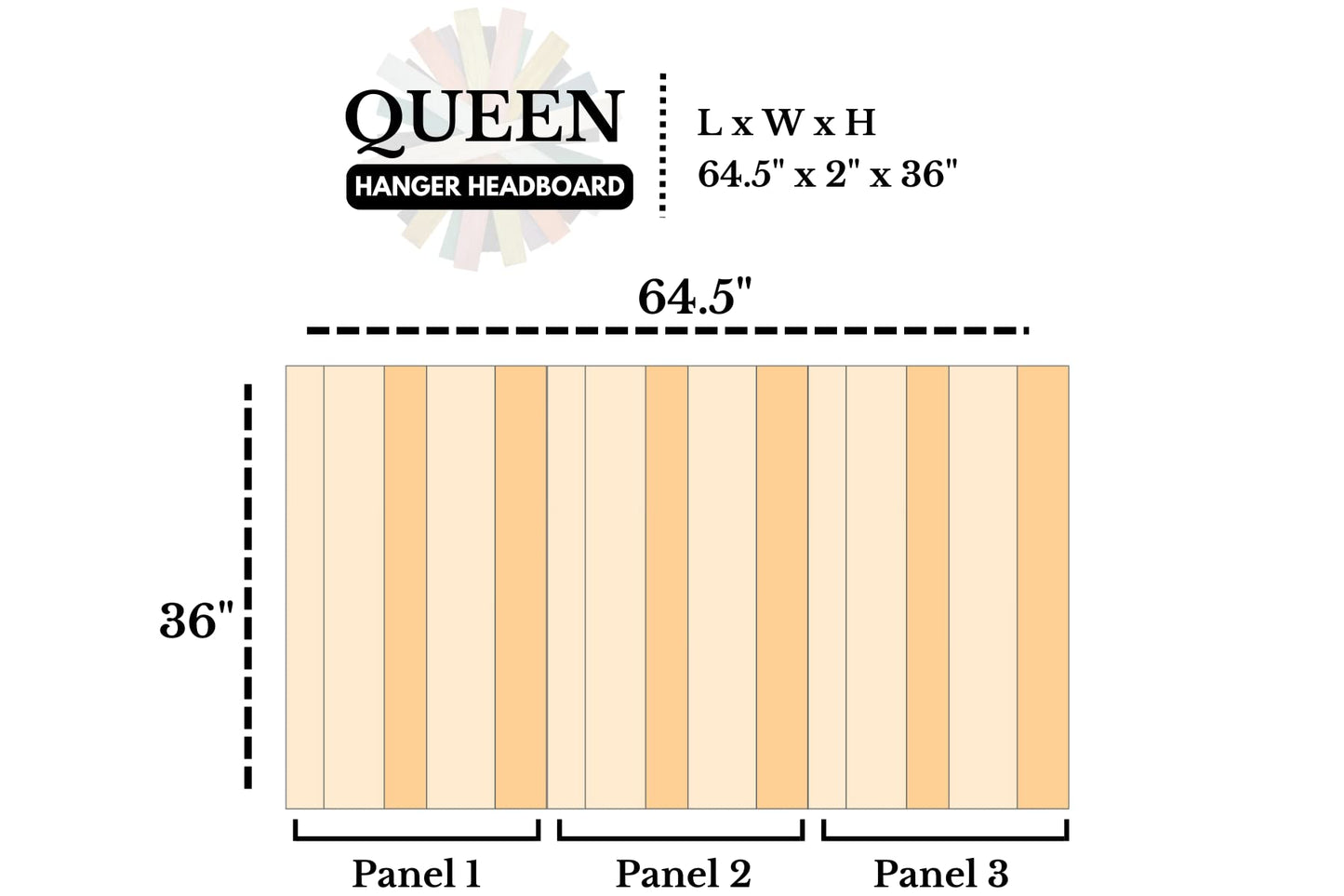 Farmhouse Mix Solid Wood Queen Headboard - Handcrafted Floating Wall Mount, Adjustable Height - WoodArtSupply