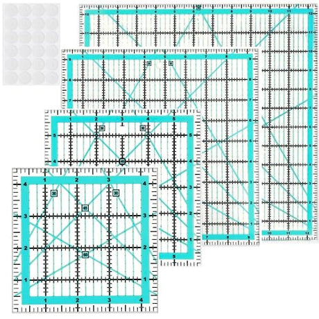 Quilting Rulers,4 Square Ruler Quilting Templates(4.5"X4.5", 6"X6", 9.5"X9.5", 12.5"X12.5"),Quilting Rulers Acrylic Rulers Fabric Cutting Ruler with ZICALSO