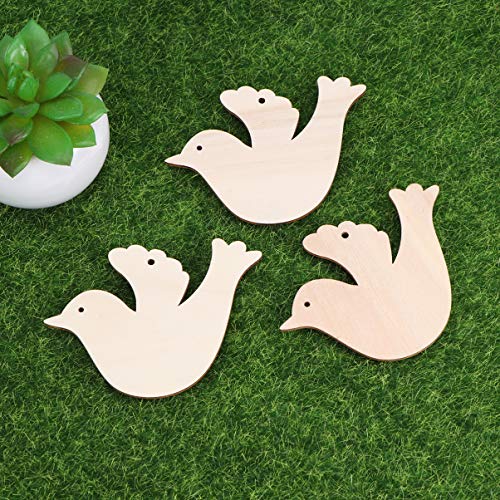 Vosarea 10pcs Wooden Bird Hanging Ornaments Christmas Tree Decoration DIY Crafts Bird Hanging Decoration for Christmas Wedding Door Window Home - WoodArtSupply