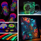 Roizefar Fabric Paint, 16 Colors Glow in the Dark Paint, 3D Permanent Acrylic Textile Paint (20 ml/0.68 oz), Neon Craft Painting Fabric Paint for Roizefar