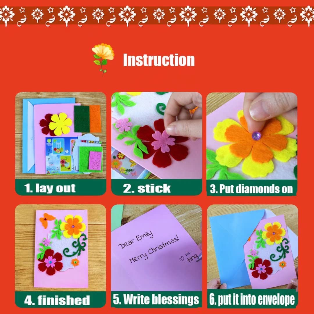 QIAONIUNIU Card Making Kits DIY Handmade Greeting Card Kits for Kids, Christmas Card Folded Cards and Matching Envelopes Thank You Card Art Crafts QIAONIUNIU
