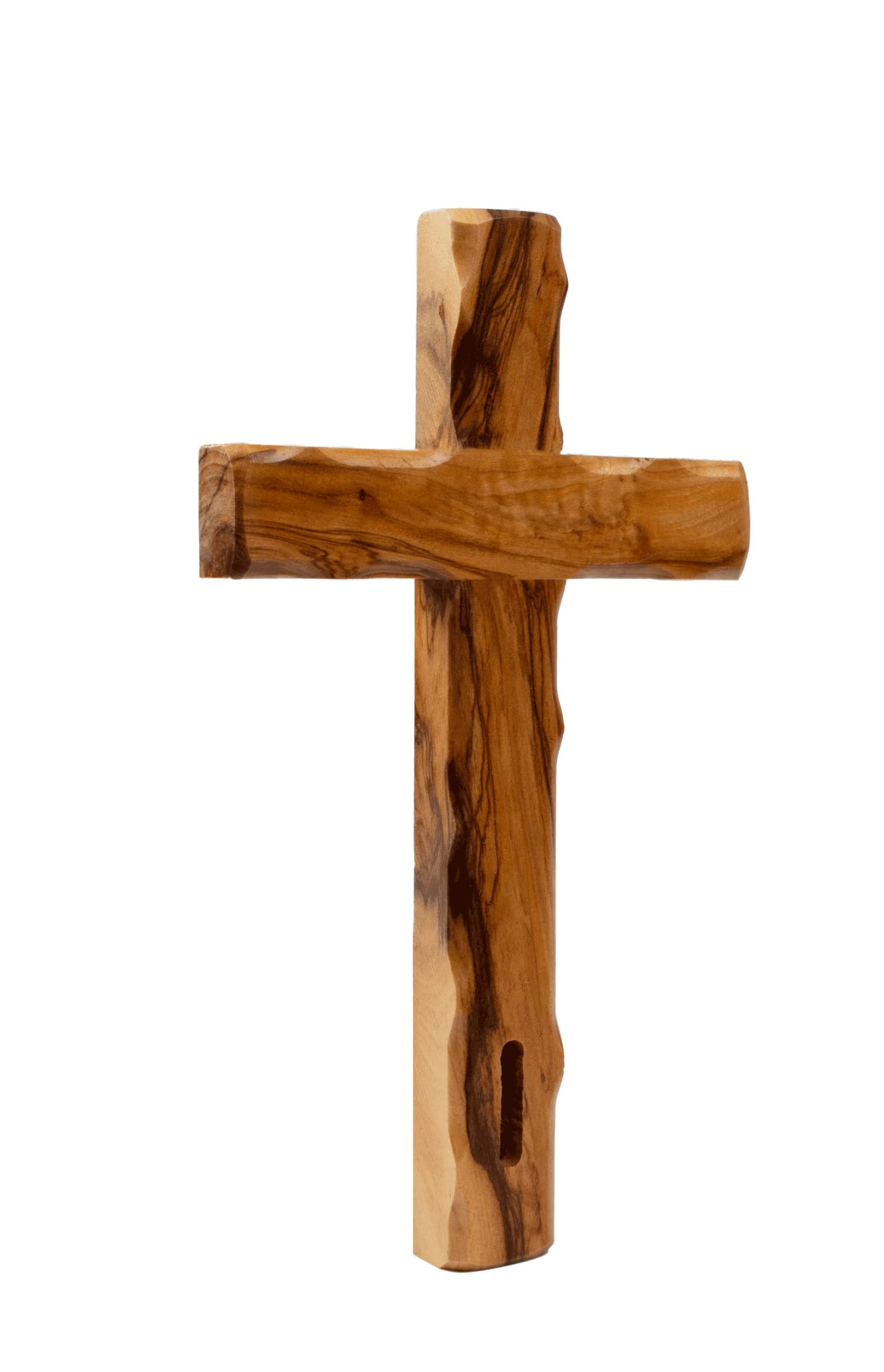 Handmade Olive Wood Carved Dented Ridged Cross with Holy Soil from Holy Land Jerusalem Blessed Christian Souvenir Gift Decor Ornament Bible 6" - WoodArtSupply