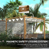 Outsunny 10' x 12' Retractable Pergola Canopy, Wood Grain Aluminum Pergola, Outdoor Sun Shade Shelter for Grill, Garden, Patio, Backyard, Deck, Cream Outsunny